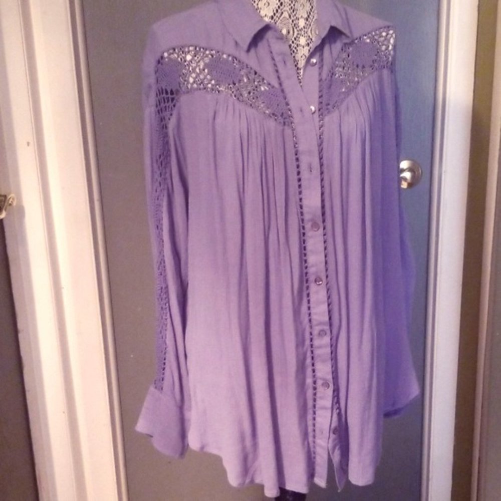 Free People High-Low Blouse Sz Large